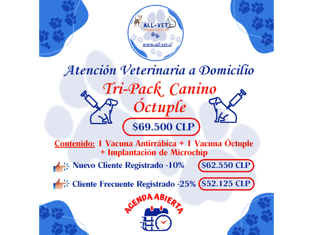 Tri-Pack de Vacunas Caninas Óctuple a Domicilio en Santiago - Con Agenda en Línea 1