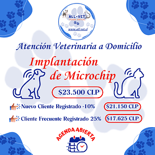 Implantación de Chip para Mascotas a Domicilio en Santiago - Con Agenda en Línea