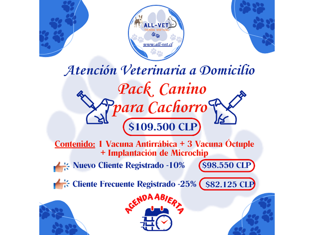 Pack Canino para Cachorros a Domicilio en Santiago - Con Agenda en Línea 1
