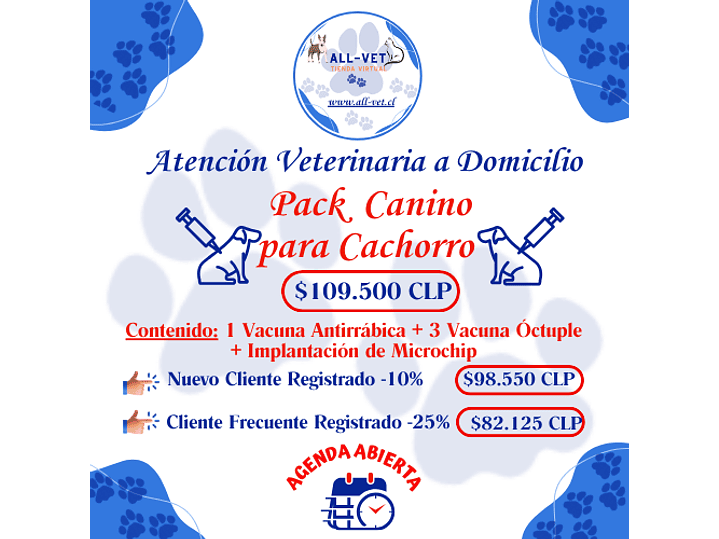 Pack Canino para Cachorros a Domicilio en Santiago - Con Agenda en Línea 1