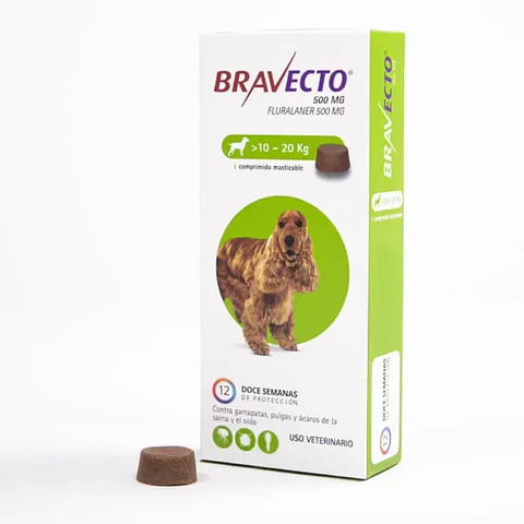 Bravecto Perro 500 mg -10 a 20 Kg-1 Comp. Masticable