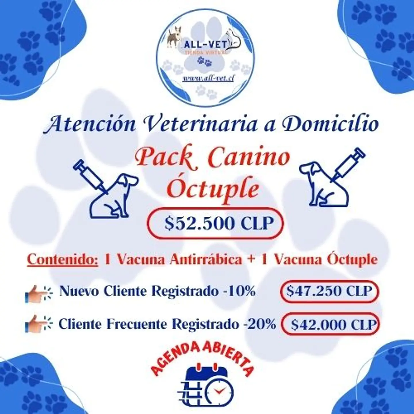 Pack de Vacunas Caninas Óctuple a Domicilio en Santiago - Con Agenda en Línea 1