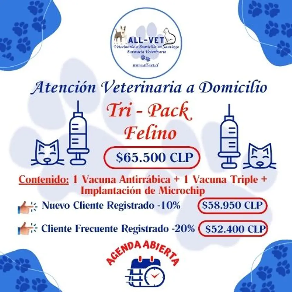 Tri-Pack de Vacunas Felinas a Domicilio en Santiago - Con Agenda en Línea 1