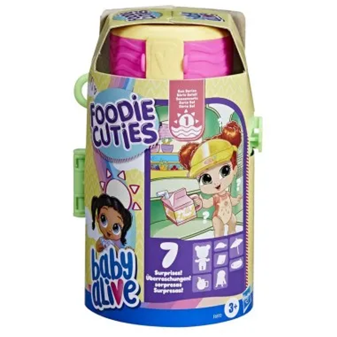 MUÑECA BABY ALIVE FOODIE CUTIES SORPRESA EN ESTUCHE ESTILO BIBERÓN 1