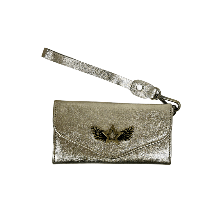 Billetera de cuero totalmente dorada.  1