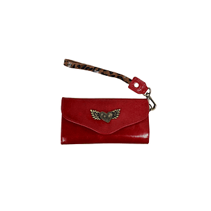 Billetera de cuero Roja, int Animal print