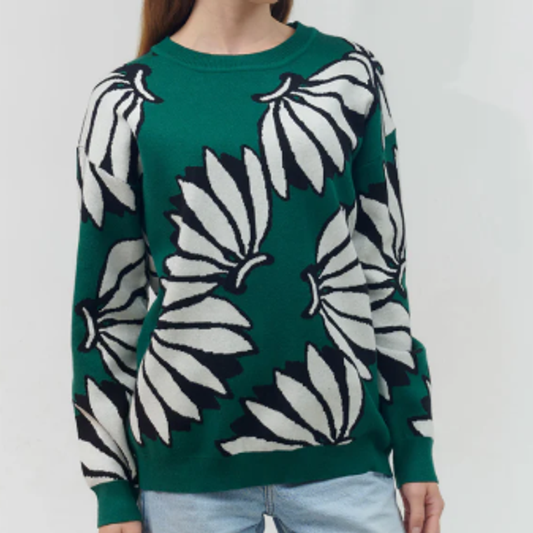 Suéter marca Guinda estándar modelo Hojas blancas  2