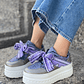 Zapatillas plataforma con pañuelo lila bandana - Miniatura 1
