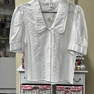 Blusa blanca Broderie con cuello