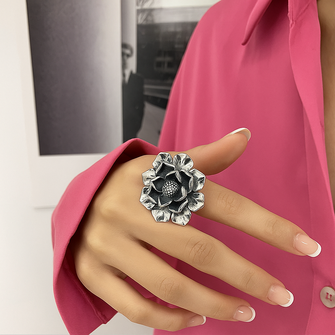 Anillo Flor de Loto Plata 925 1