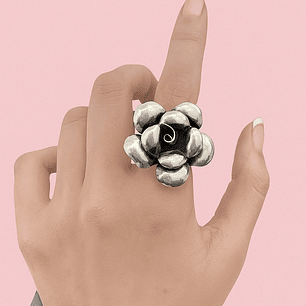 Anillo Rosa Doble Aro Plata 925