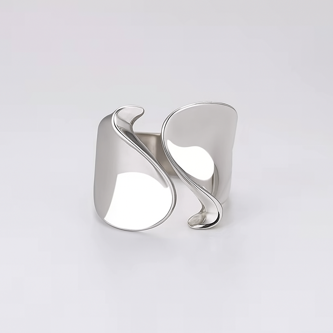 Anillo Ola Brillante Plata 925 2