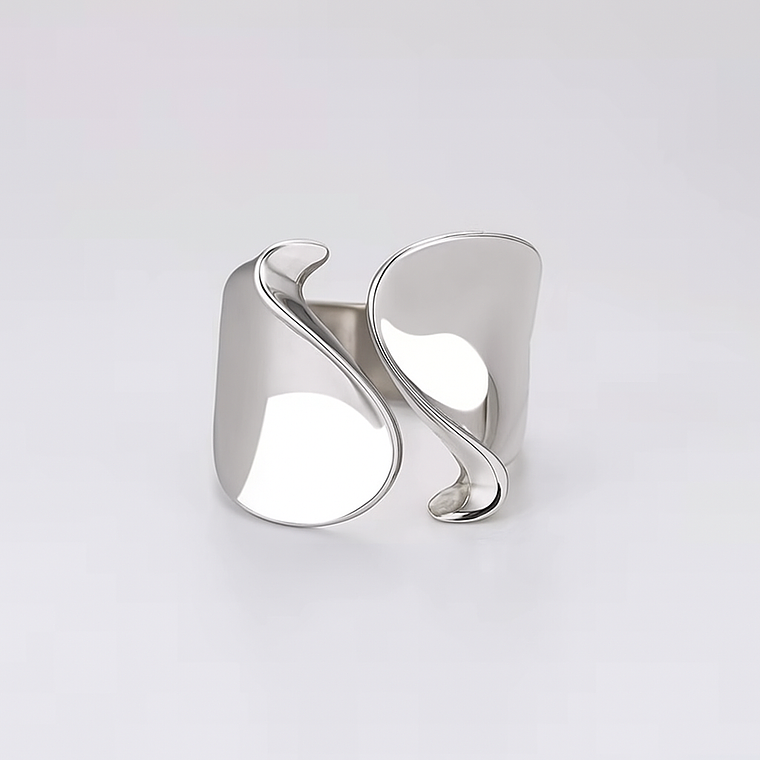 Anillo Ola Brillante Plata 925 2