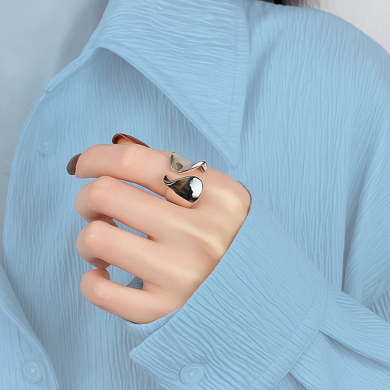 Anillo Ola Brillante Plata 925 1