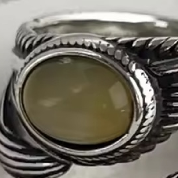 Anillo Pluma con Piedra Ámbar Plata 925 2
