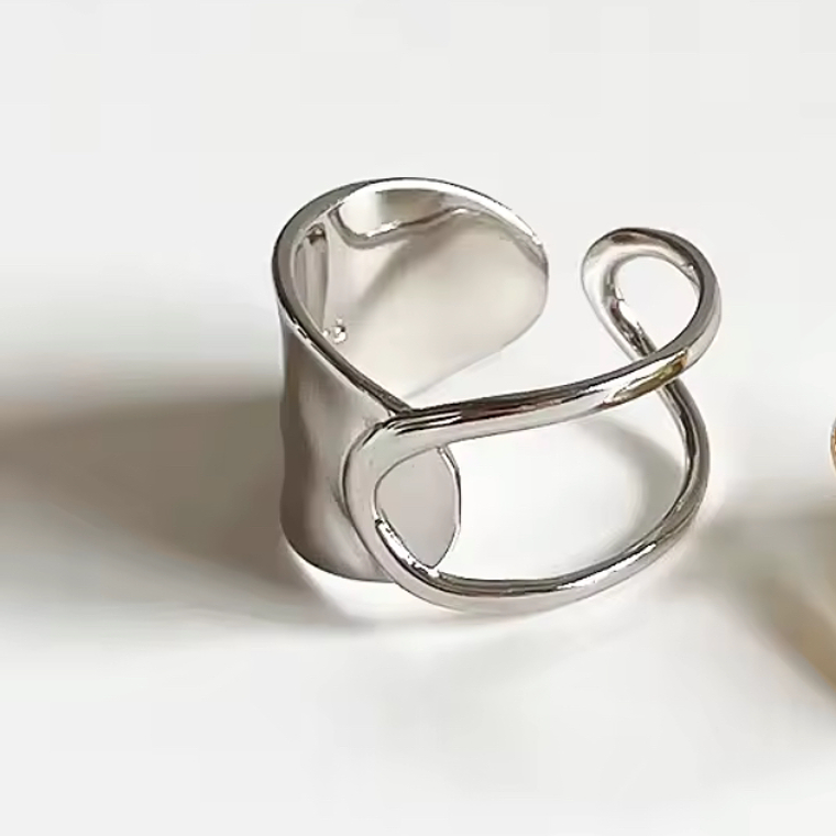 Anillo Abierto Fluido Plata 925 2