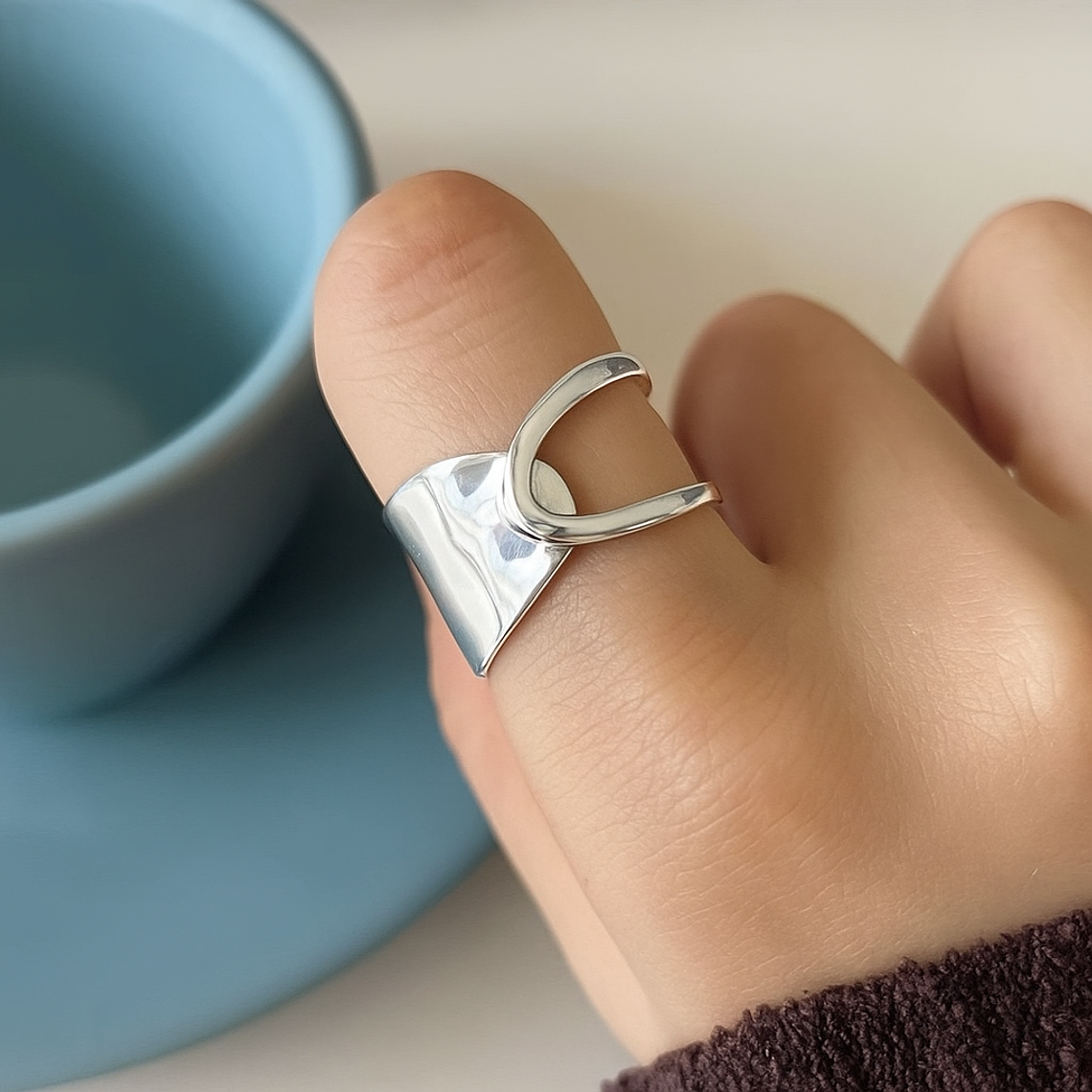 Anillo Abierto Fluido Plata 925 1