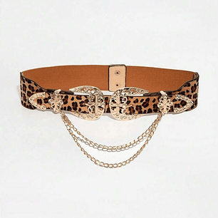 Cinturón elasticado Doble Hebilla Animal Print