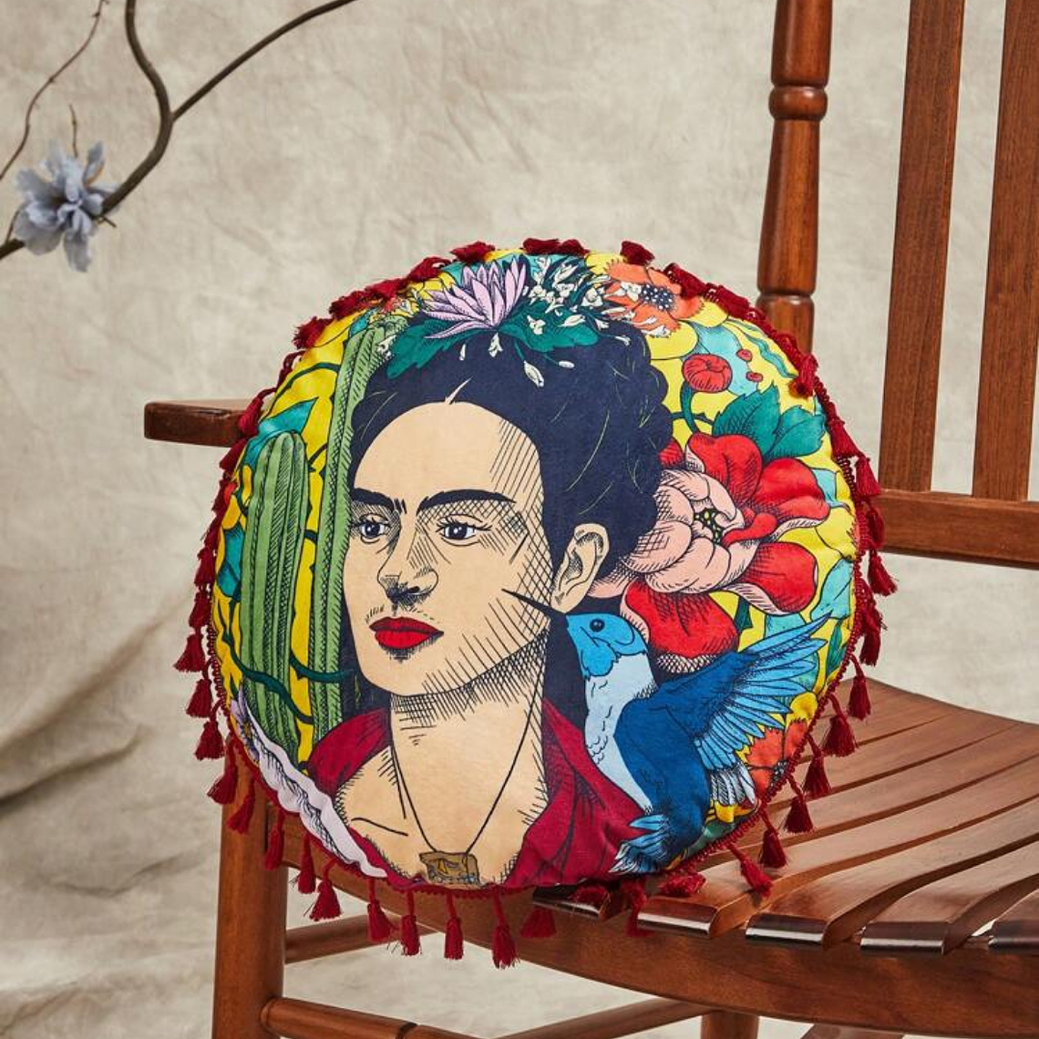 Cojín Redondo Artístico Frida Style 1