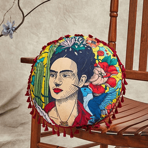 Cojín Redondo Artístico Frida Style
