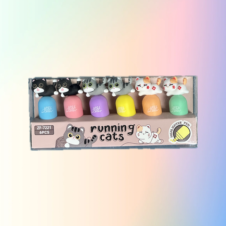 Set de Destacadores Running Cats (6 unidades) 1