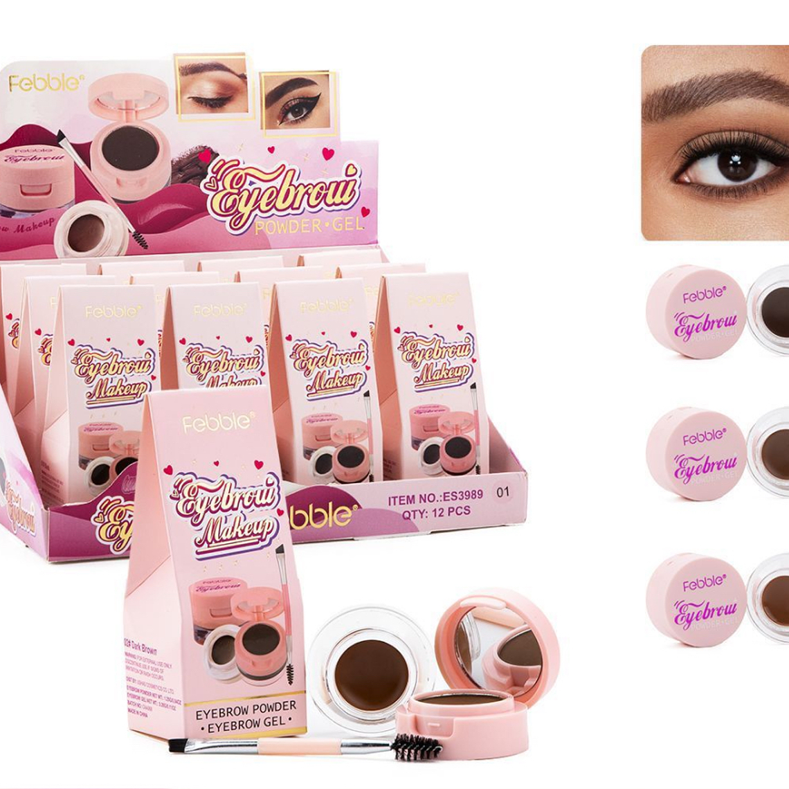 Set de Cejas Febble – Polvo y Gel + Brocha 3