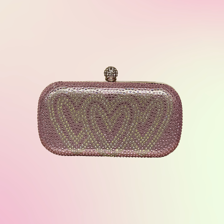 Clutch Pink Hearts Crystal 1