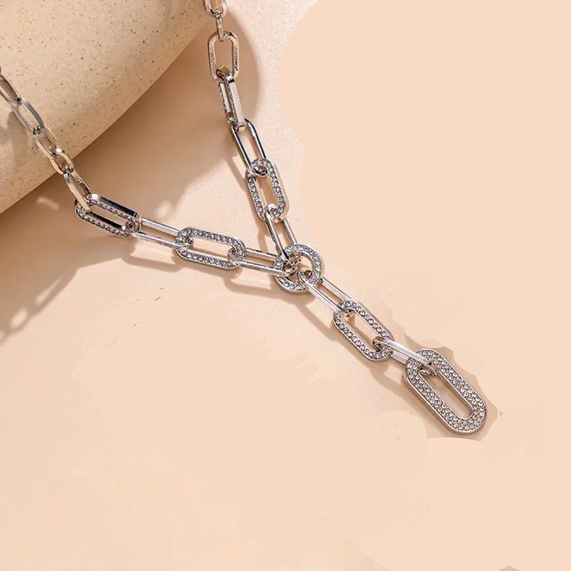 Collar Silver Chain Luxe con Dije Rectangular 1