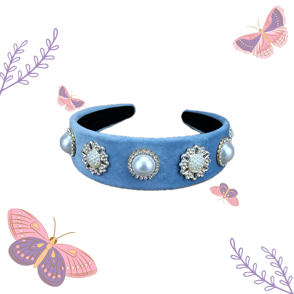 Cintillo Azul Perlas Vintage 1