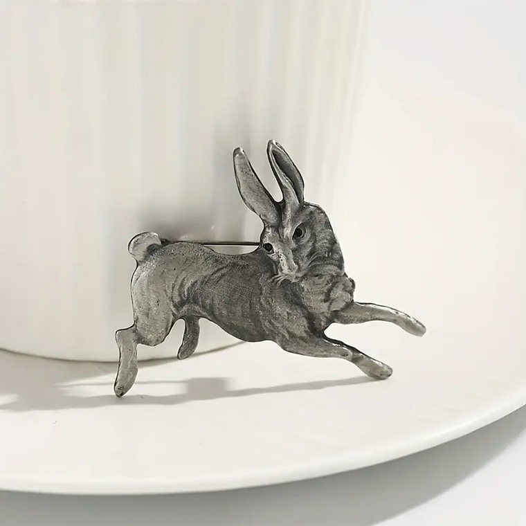 Broche Conejo Plateado Vintage 1