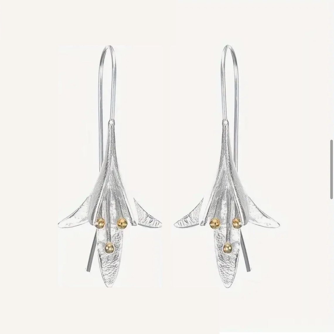 Aros Flor Plateada Colgante 1