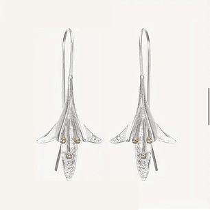 Aros Flor Plateada Colgante