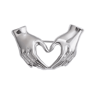 Broche Manos en Forma de Corazón Dorado