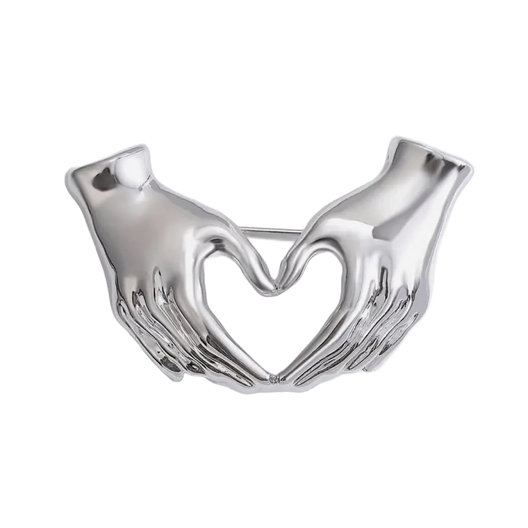 Broche Manos en Forma de Corazón Dorado 1