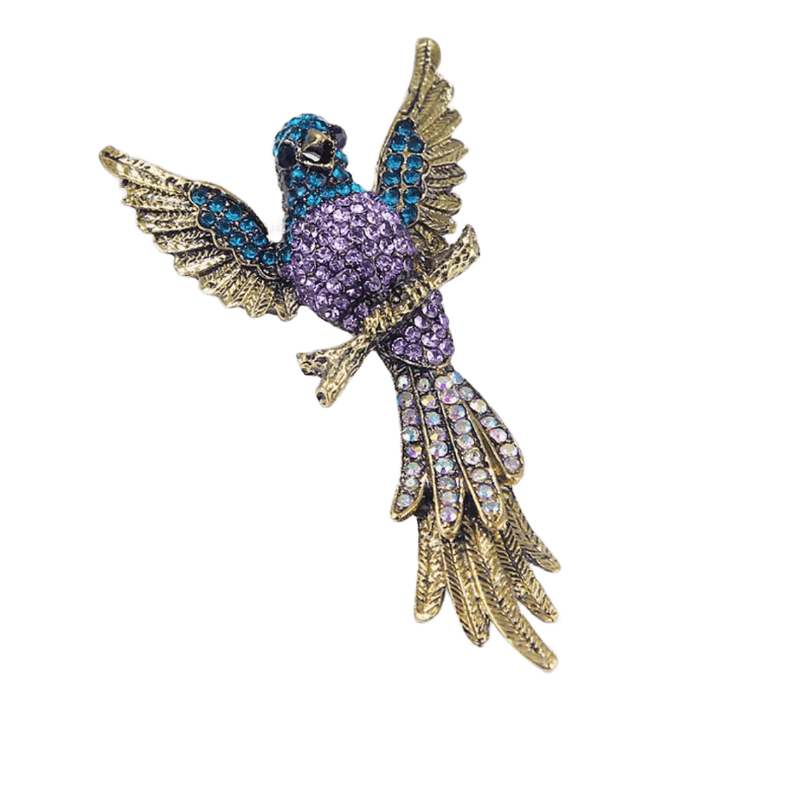 Broche Ave Real en Tonos Morados y Turquesa 1