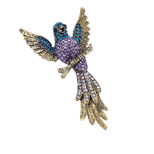 Broche Ave Real en Tonos Morados y Turquesa
