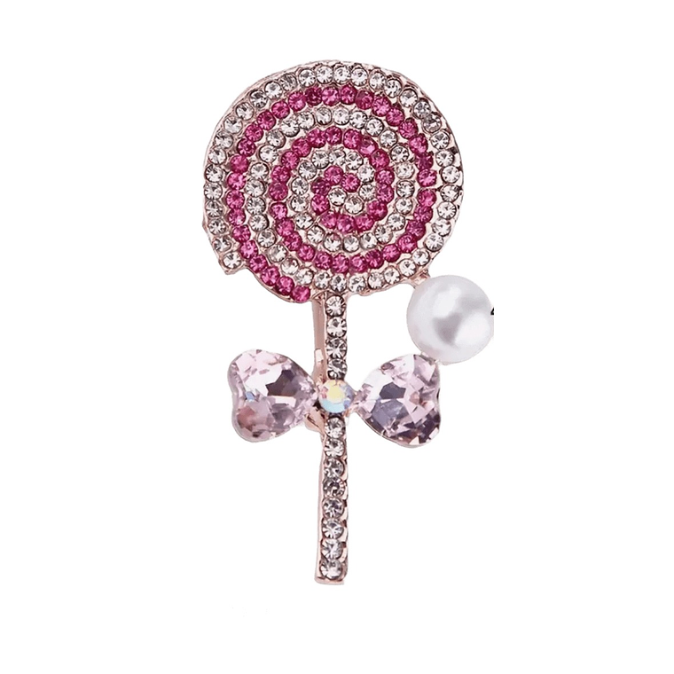 Broche Paleta Rosa con Moño y Perla 1