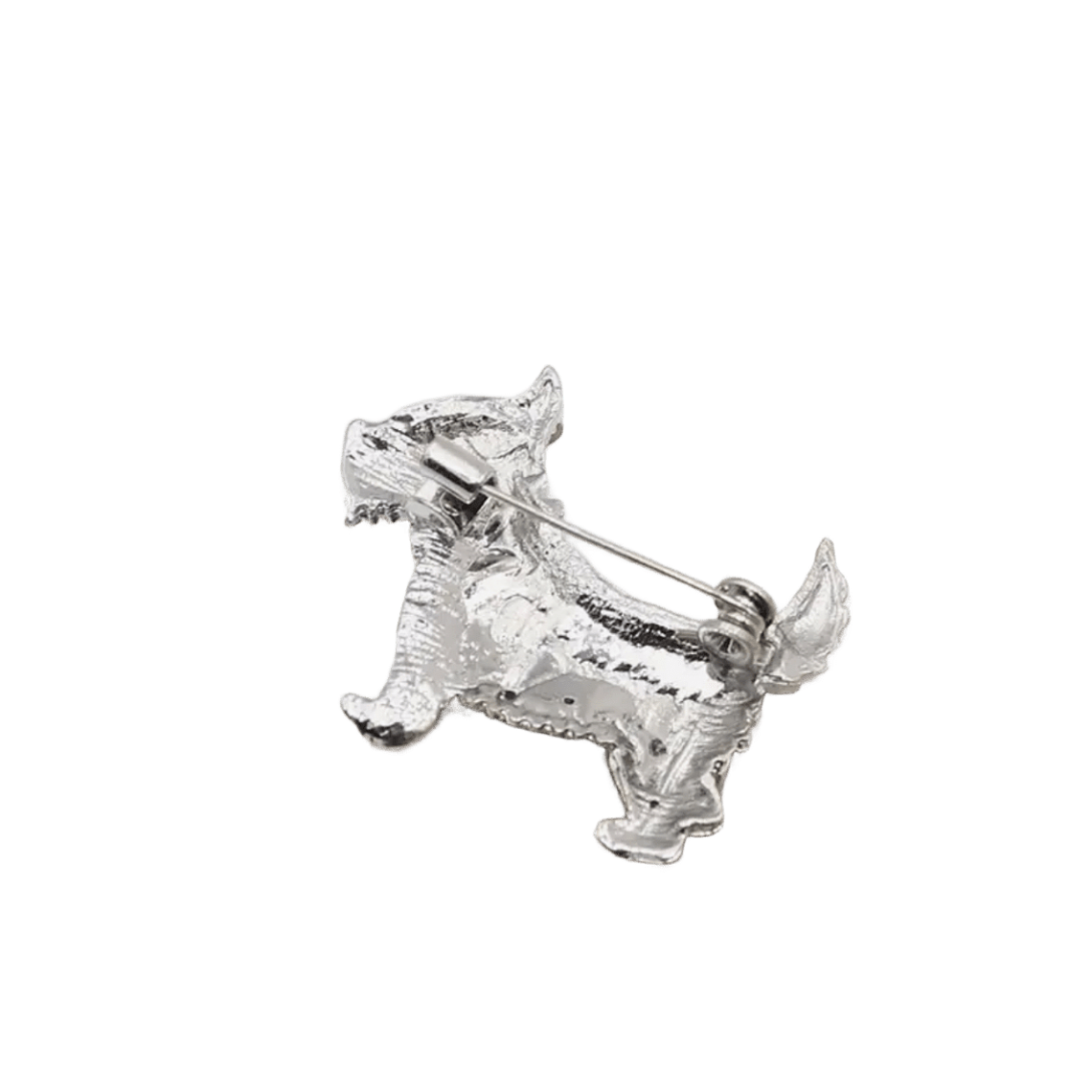 Broche Perro Pequeño Plateado con Cristales 2