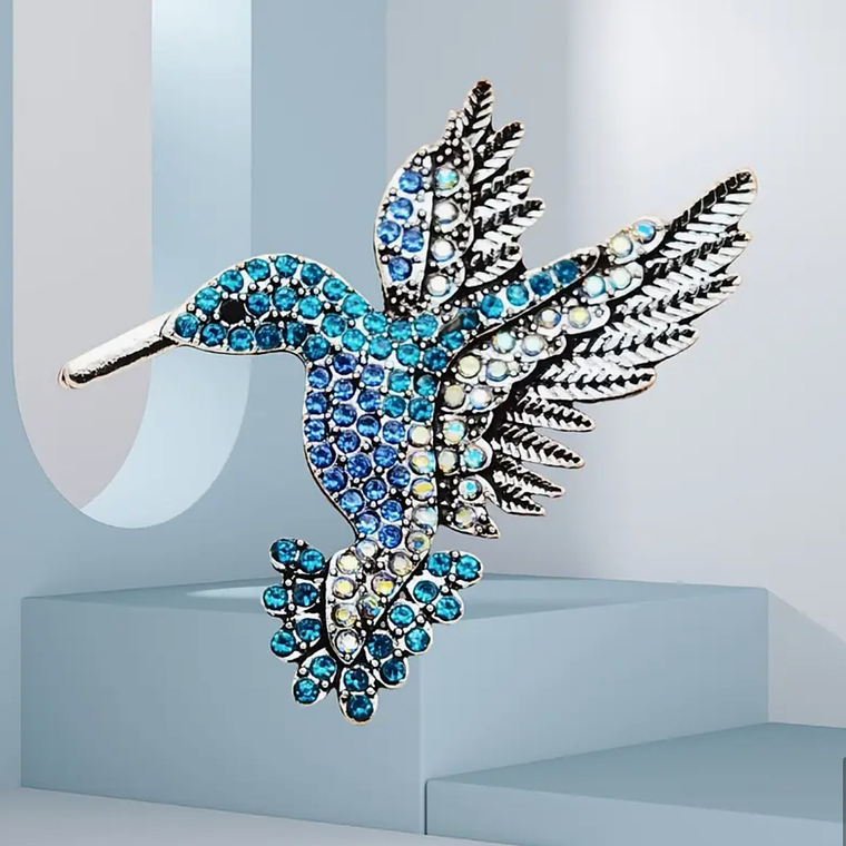 Broche Colibrí Azul con Cristales Tornasol 1