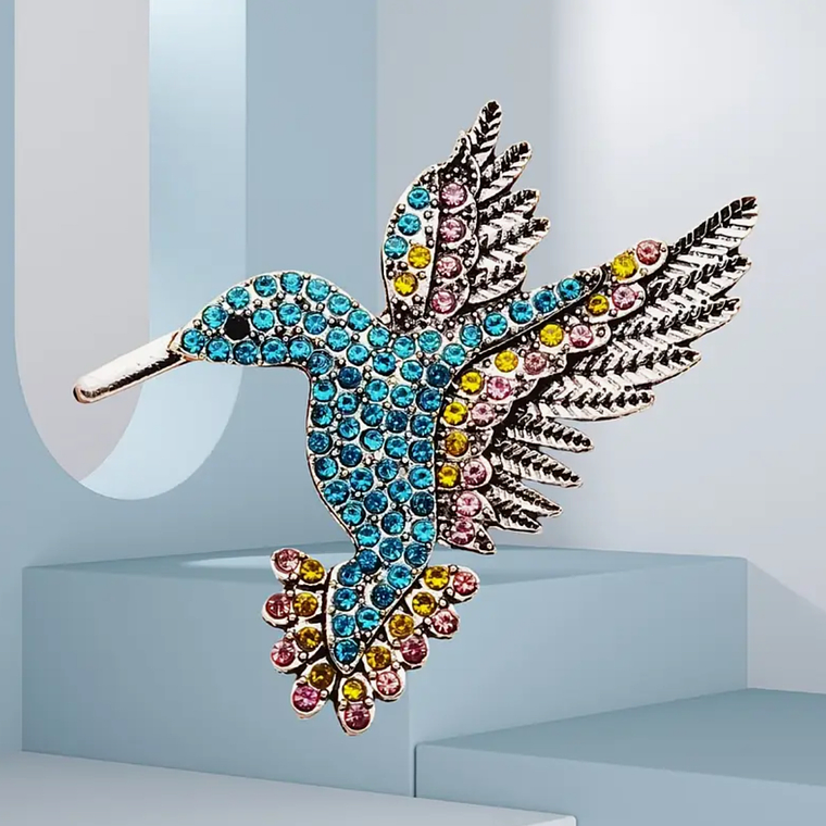 Broche Colibrí Multicolor (Azul, Rosa y Amarillo) 1