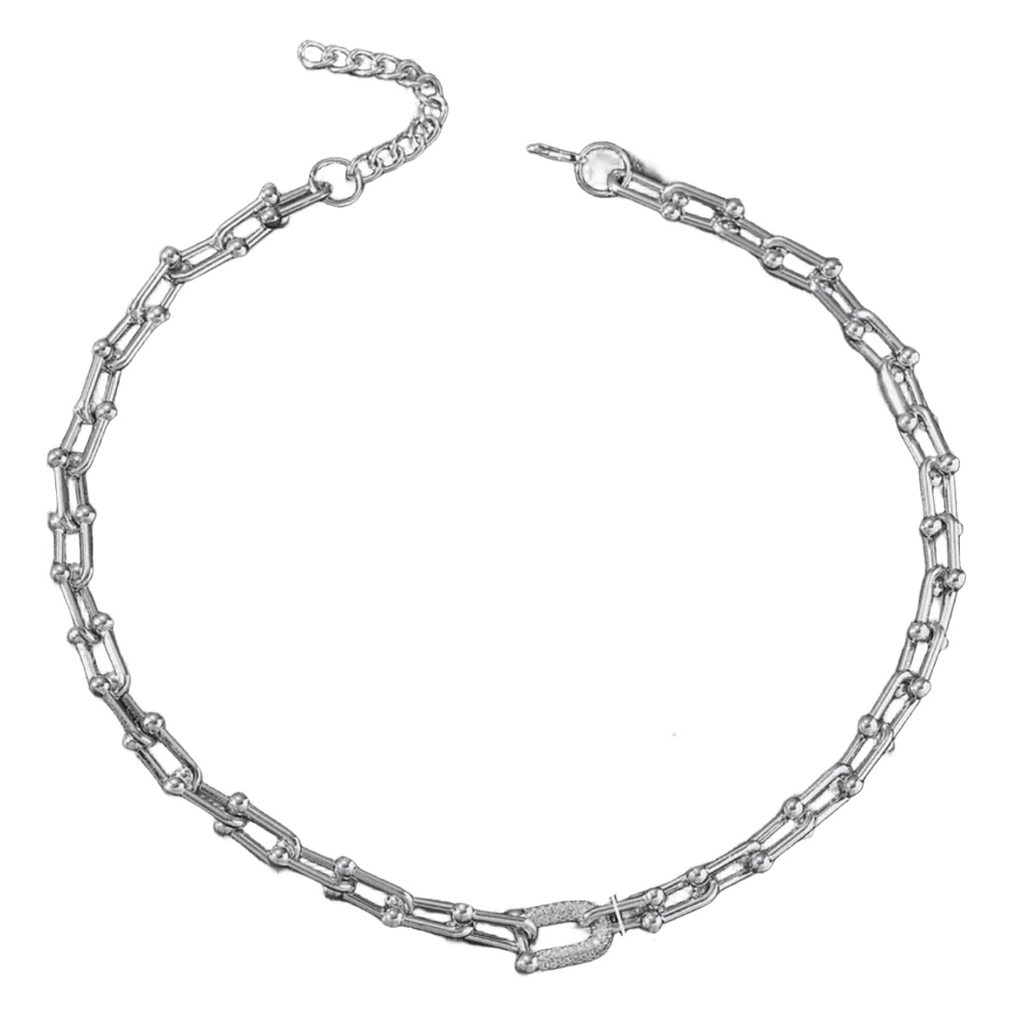 Collar plateado cadena tubular con cierre brillante (42 + 5 cm) 2