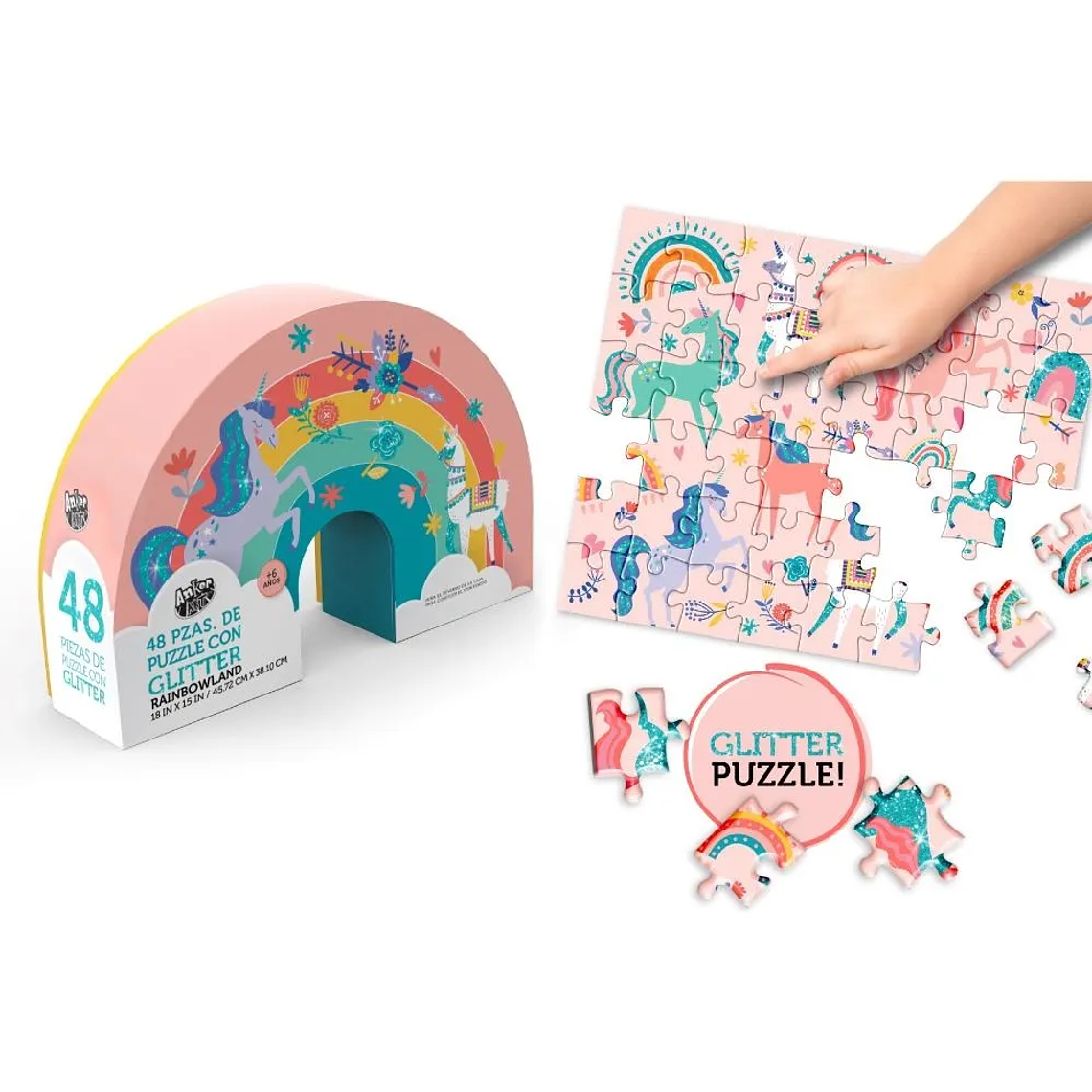Puzzle Arcoíris con Glitter – 48 Piezas 1