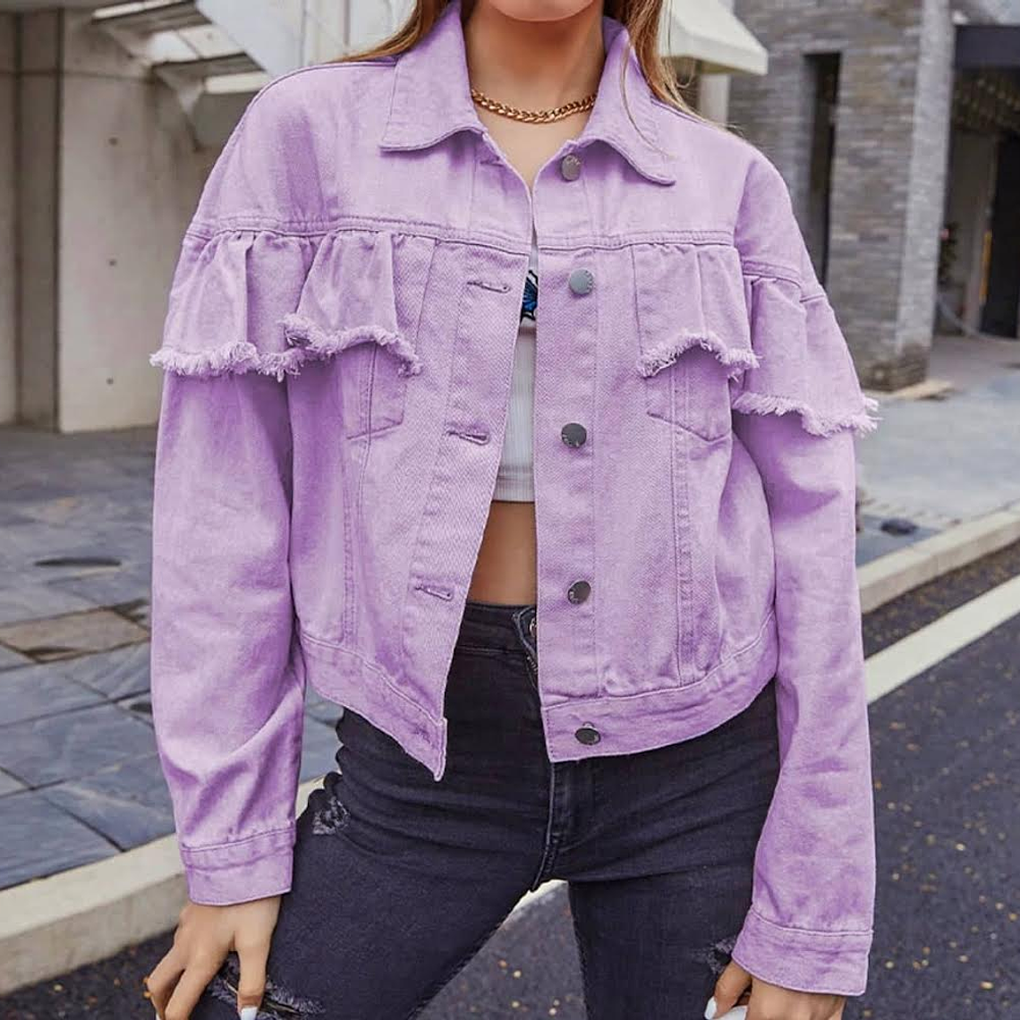 Chaqueta Denim Lila con Volantes 1
