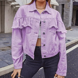 Chaqueta Denim Lila con Volantes