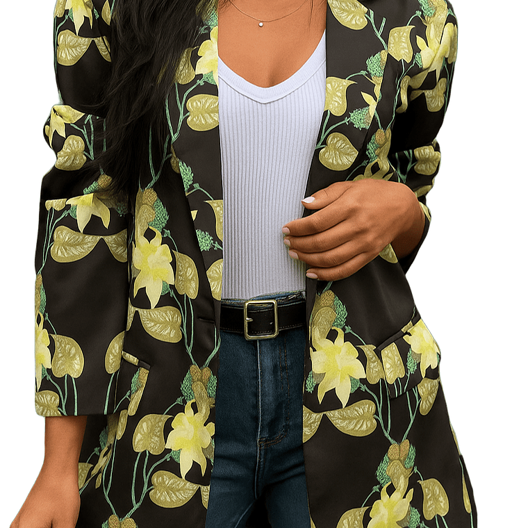 Blazer Floral Fondo Negro (Amarillo) 1