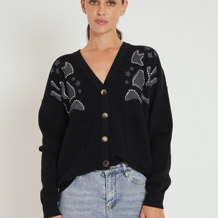 Chaleco negro con aplicaciones western  1