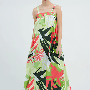Vestido maxi estampado tropical