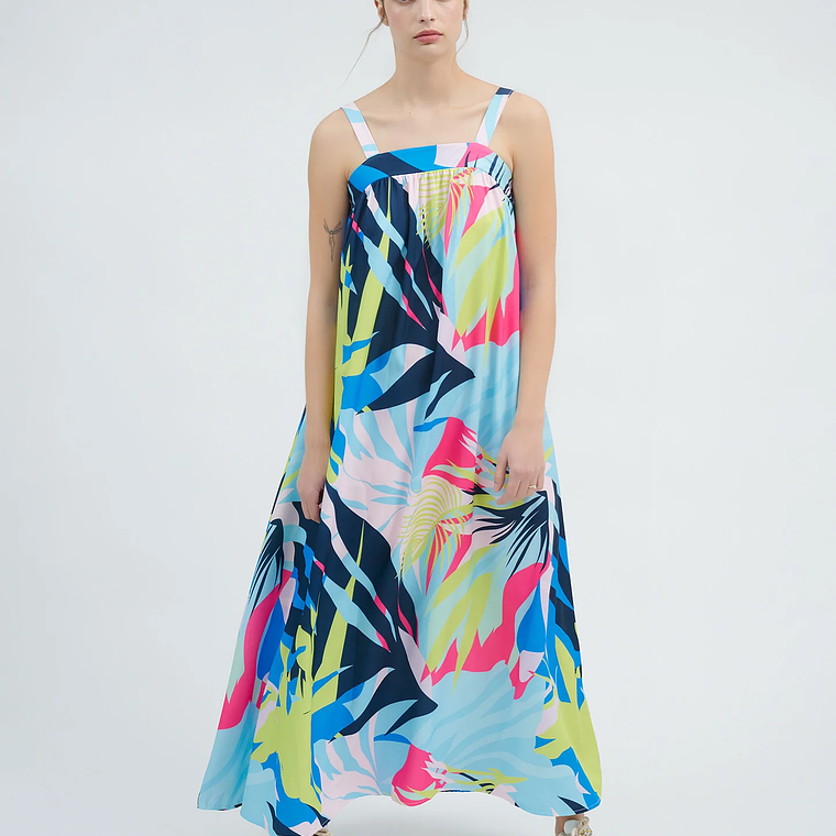 Vestido maxi estampado tropical 2