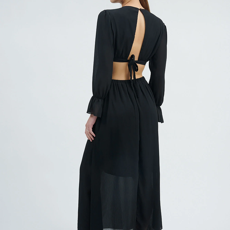 Vestido Cut-Out Elegancia Fluida (Blanco y Negro) 1