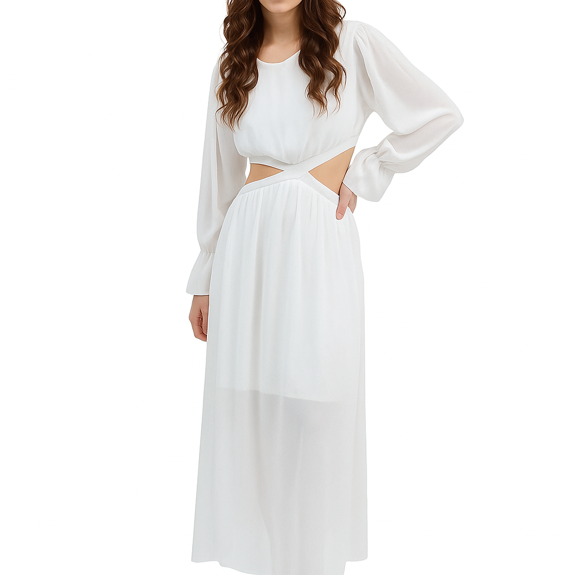 Vestido Cut-Out Elegancia Fluida (Blanco y Negro) 2